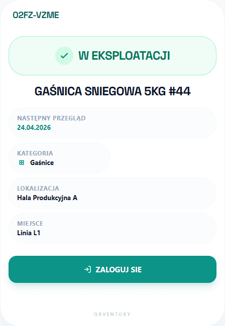 QRventory - skanowanie kodu QR i podgląd statusu sprzętu bez logowania